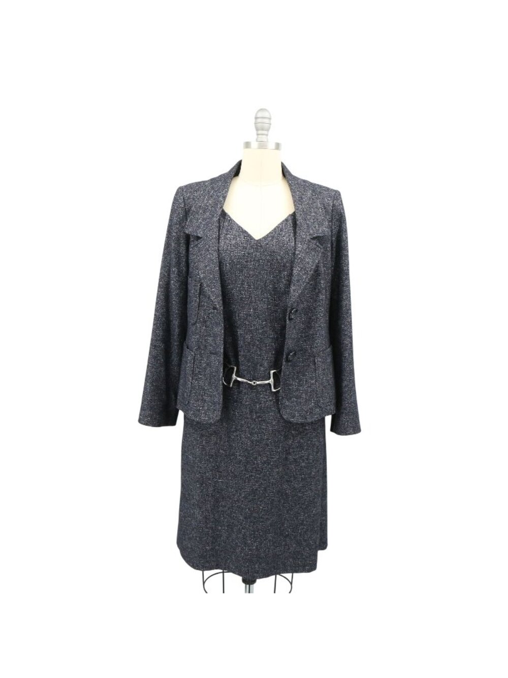 Lafayette 148 New York 2Pc Pencil Leather Dress Blazer Jacket Set Black 4 6